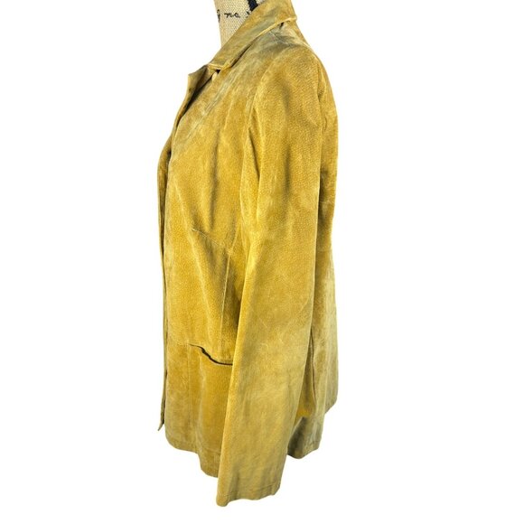 Stan Herman Studio M Medium Tan Leather Jacket 100% Leather Button Front Pockets - Picture 8 of 11